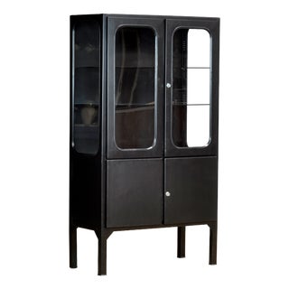 Vintage Medical Cabinet in Iron and Glass, 1970s For Sale