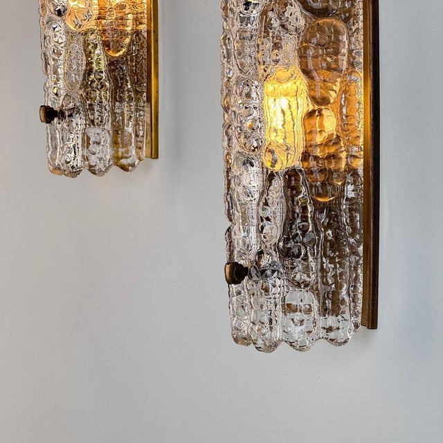 Glass and Brass Wall Lights attributed to Carl Fagerlund for Orrefors, 1970s, Set of 2 For Sale - Image 11 of 18