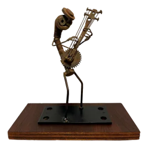 1960's Vintage Nuts and Bolts Metal Guitar Player Folk Art Sculpture