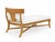 Modern Klismos teak outdoor chaise. Chaise is in like condition. Newly upholstered. Solid and in beautiful condition. 70’’...
