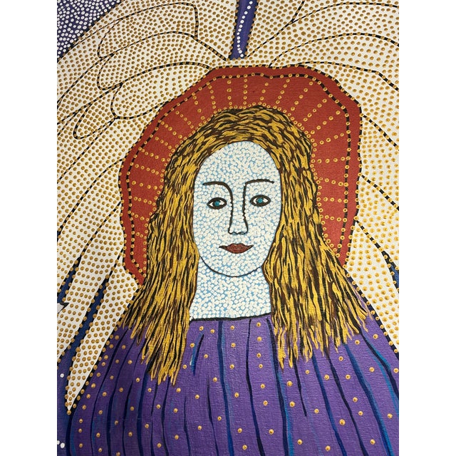 Impressive in scale visionary painting by Moroccan art historian and spiritual painter James F Jereb, signed lower right....