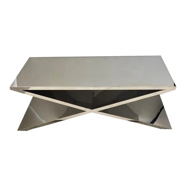 X-Base Cocktail Table Polished Steel For Sale - Image 13 of 13
