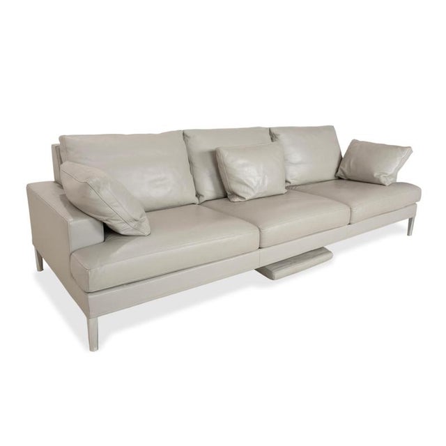 Modern Clarus 3-Seater Sofa in Grey Leather from FSM For Sale - Image 3 of 13