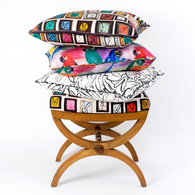 Contemporary Hunt Slonem Butterflies in Blue Cotton Pillow Cover For Sale - Image 3 of 4