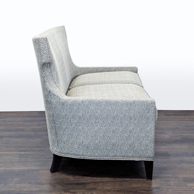 Thomasville Thomasville Modern Grey Upholstered Loveseat With Nailhead Trim For Sale - Image 4 of 10
