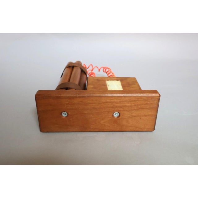 Brown Vintage Folk Art Dynamite Wooden Desk Clock For Sale - Image 8 of 8