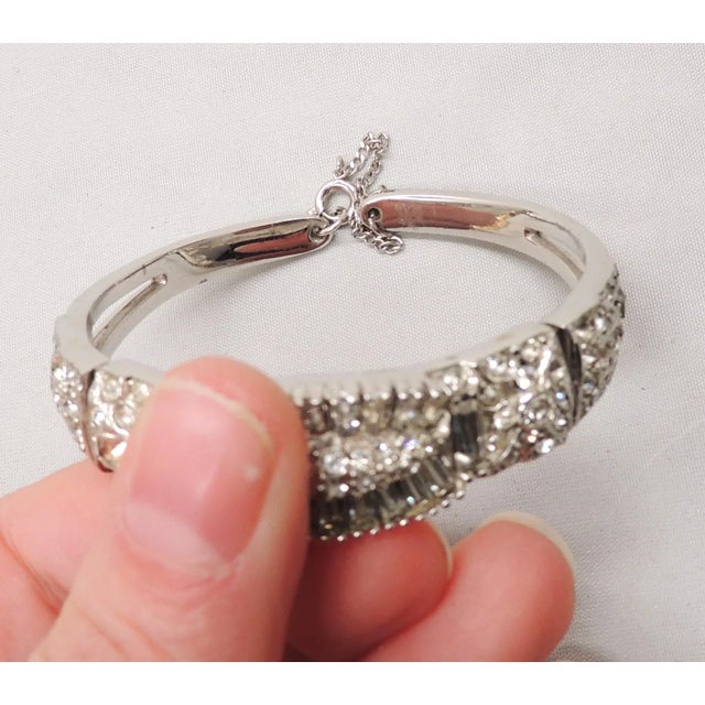 Kramer Clear Rhinestone Bracelet, Rhodium Plated, 1950s