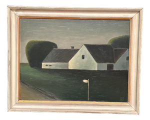 Svend O. Frederiksen, Houses and Trees, 1950s, Oil on Panel, Framed