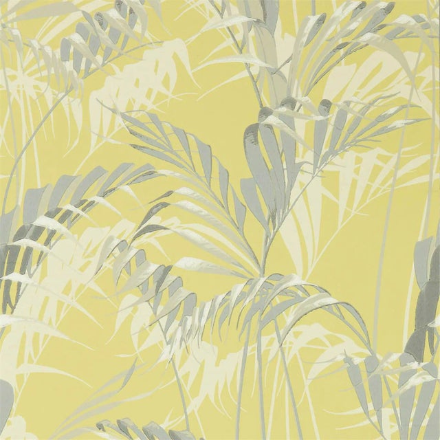 Sanderson Palm House Wallpaper in Chartreuse/Grey - a Sample For Sale