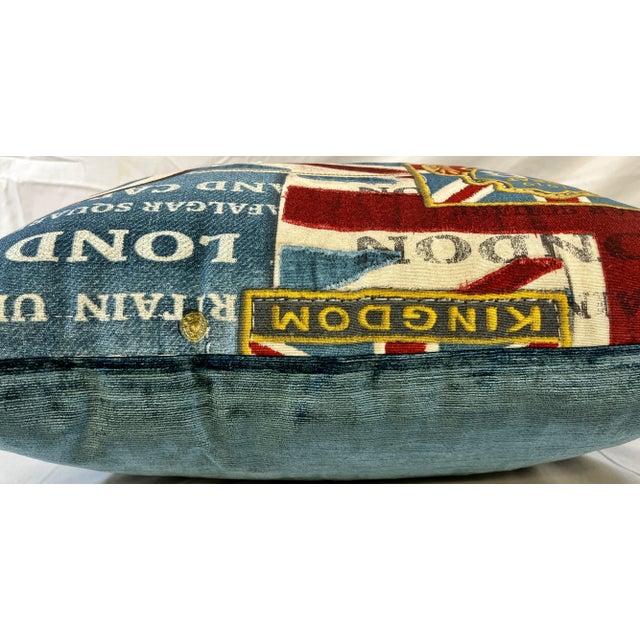 20" Square Decorative Throw Pillow Decorated With Various Great Britain Insignia, Crests and Union Jack Symbols - Made in the U K For Sale - Image 9 of 11