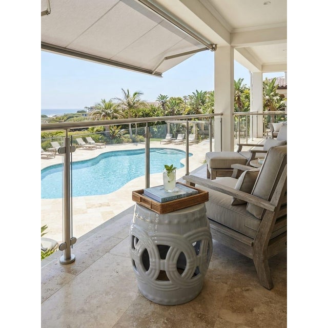 Vintage Italian Glazed Ceramic Interlocking-Circle Garden Seat For Sale - Image 9 of 12