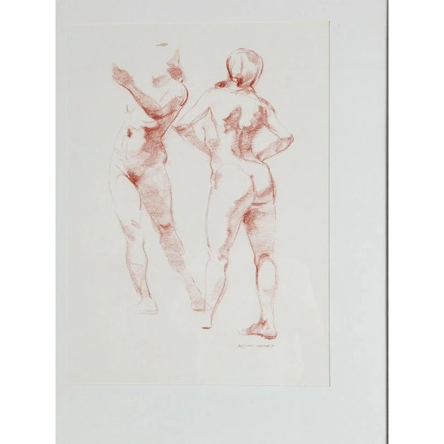 Keith Wicks Pair of Nudes Painting Fantastic Mid Century Hand Silvered Frames Listed Art For Sale - Image 10 of 12