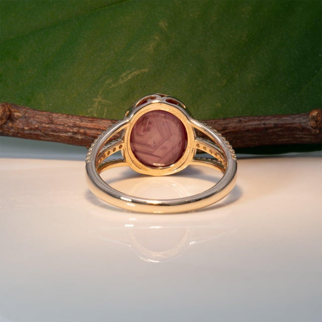 Red 7.8Ct Star Ruby Cabochon North South Ring With Earth-Mined Diamond Accents: Solid 14k Gold, Size 6.75 For Sale - Image 8 of 9