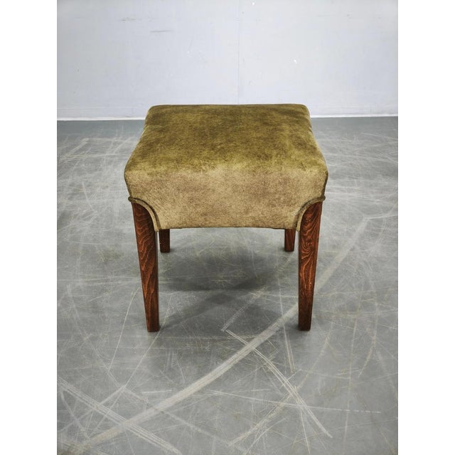 Beautiful Art Deco stool produced in Czechoslovakia during the 1930s. The piece features a solid beech wood frame with...