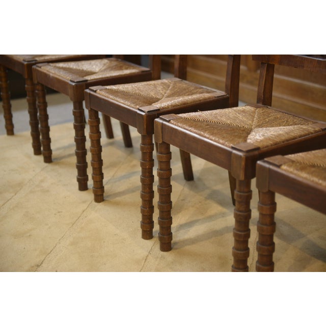 Wood Oak Chairs by Charles Dudouyt, 1950s, Set of 6 For Sale - Image 7 of 13
