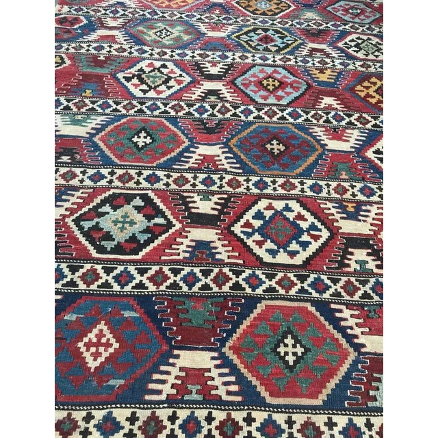 Blue 19th Century Caucasian Flat Rug Kilim Rug For Sale - Image 8 of 10