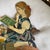 American Vintage Hand Painted Folk Art Wooden Kitchen Shelf Featuring Girl Baking With Dog For Sale - Image 3 of 10