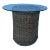 California Chic Modern Round Rattan Wicker Accent Table With Glass Top For Sale