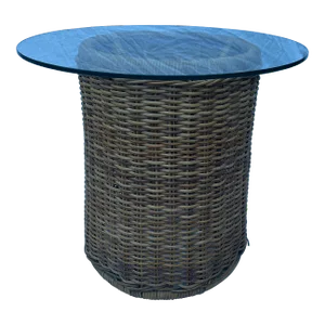 California Coastal Chic Rattan Wicker Round Table With Glass Top