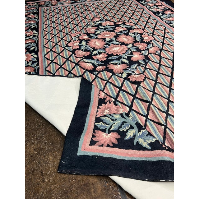 Black Handwoven Chainstitch Style Rug 5'6" X 8'6" For Sale - Image 8 of 11
