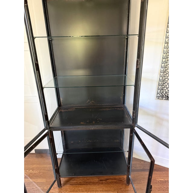 Black Industrial Iron & Glass Display Cabinet For Sale - Image 8 of 15