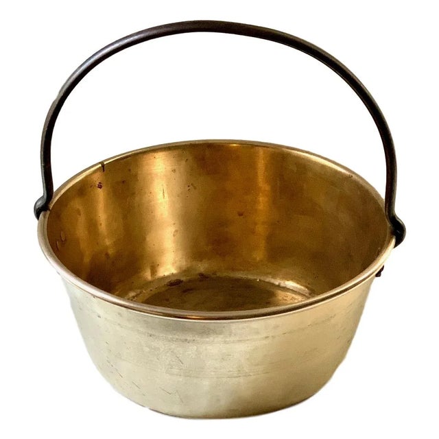 19th Century spun brass Jelly bucket, also called a cauldron or Jelly pan. Once used over a fire to make jellies and jams...