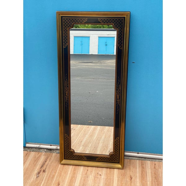 DREXEL HERITAGE 鏡 Mid-Century Drexel Heritage Chinoiserie Rectangular Black and Gold