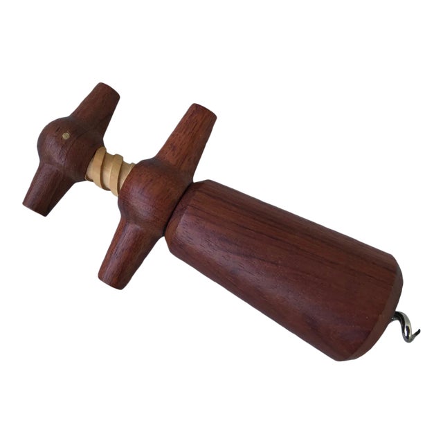 Vintage Danish Mid Century Modern Solid Teak Bottle / Wine Opener / Corkscrew For Sale