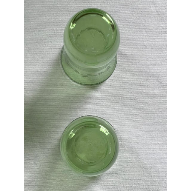 Green Vintage Etched Green Drinking Glasses- Set of 8 For Sale - Image 8 of 9