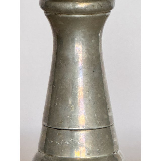 Rustic 1950s Vintage Italian Pewter Salt Shaker and Pepper Mill For Sale - Image 3 of 7