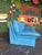 Vintage Postmodern Italian Nicoletti Attrb Blue Leather Sofa For Sale In Tampa - Image 6 of 12