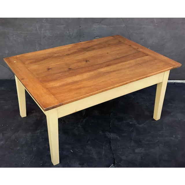 French Rectangular Low Table of Walnut With Painted Base For Sale - Image 13 of 13