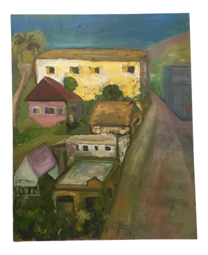 Late 20th Century Oil Painting on Canvas by Alfonso of East Bay Carquinez Bridge Housing