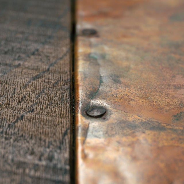 Brutalist Copper and Oak Side Table, 1970s For Sale - Image 12 of 15