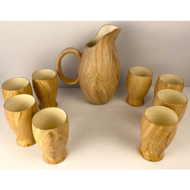 Vintage Grandjean Jourdan Style Faux Bois Ceramique Beverage Set For Sale - Image 10 of 10