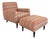 1940s MId Century Modern Upholstered Lounge Chair Ottoman Set For Sale
