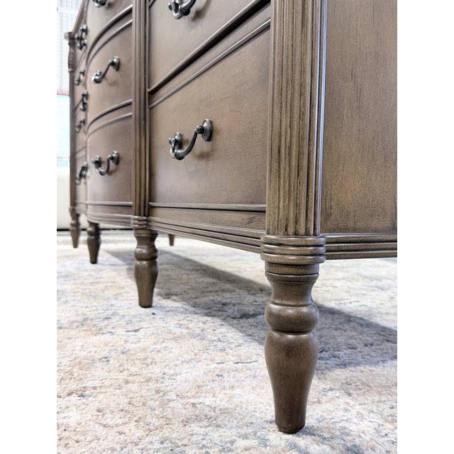 Brown Late 20th Century Theodore Alexander Middleton Bowfront Wood Dresser For Sale - Image 8 of 10