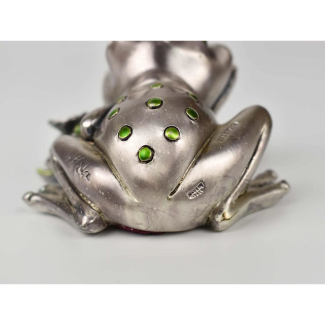 Late 20th Century Italian Silver Plate Metal Frog Figurines - 2 Pieces For Sale - Image 12 of 13