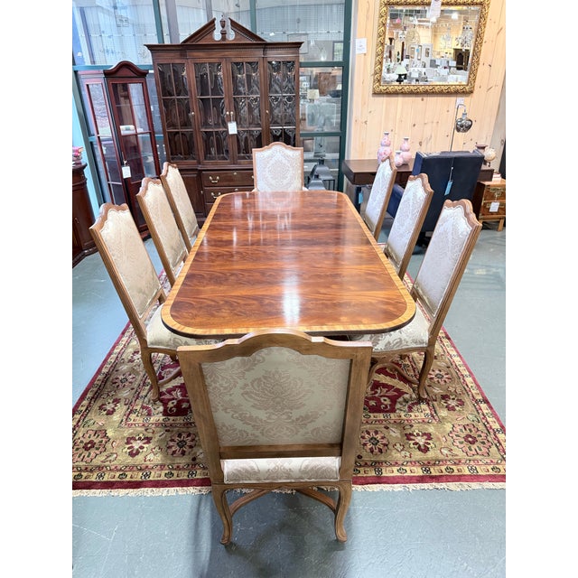 Traditional Elegant Ethan Allen Abbot Pedestal Dining Set For Sale - Image 3 of 12