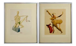 Salvador Dali the Divine Comedy Inferno Canto 5 and 33 Framed and Signed, 1960