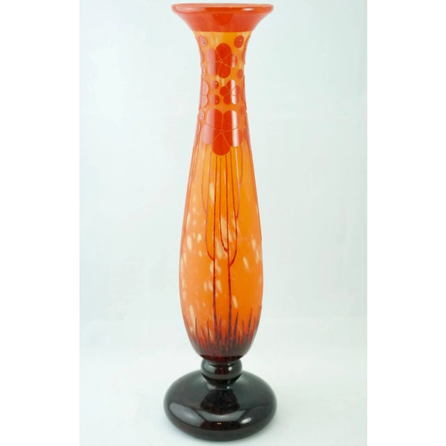 Art Deco Charles Schneider Le Verre Francais Cardemines Red Cameo Vase For Sale - Image 3 of 7