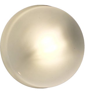 Vintage Minimalist Ceiling Lamp with Opaque White Glass Shade on a Concealed Metal Mount by Robert Zimmermann, 1990s For Sale