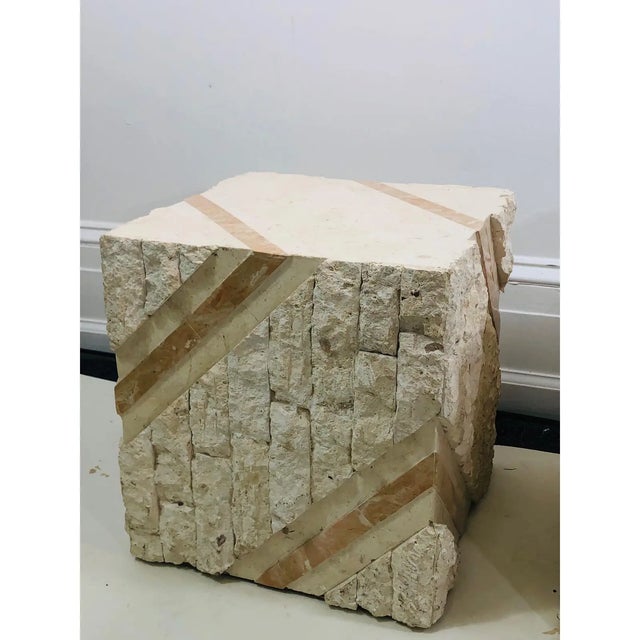 Modern Maitland Smith Tessellated Mixed Stone Cube Tables . For Sale - Image 10 of 12