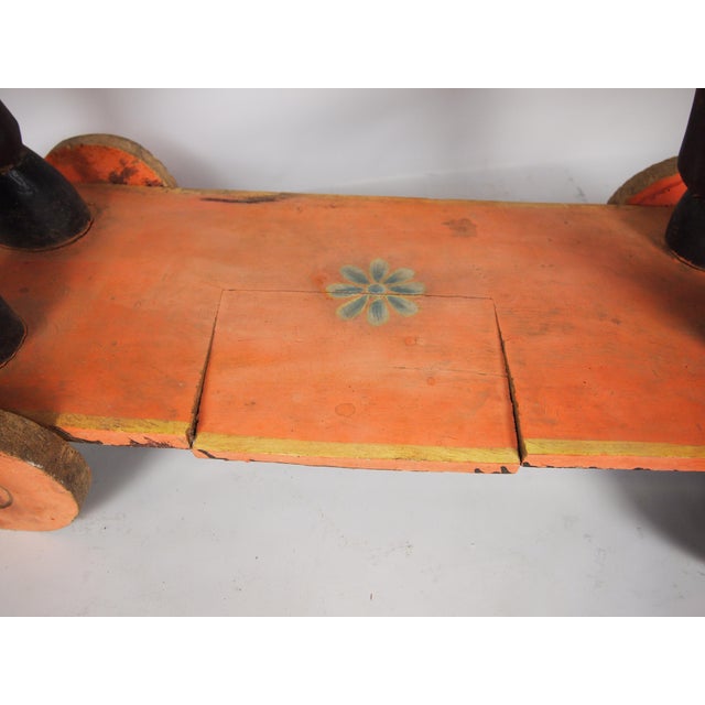 Asian Antique Painted Wood Temple Horse For Sale - Image 3 of 10