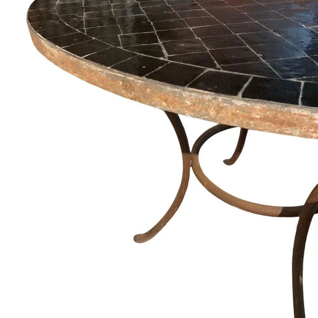 Moroccan Ceramic Tile Round Table Top For Sale - Image 4 of 5
