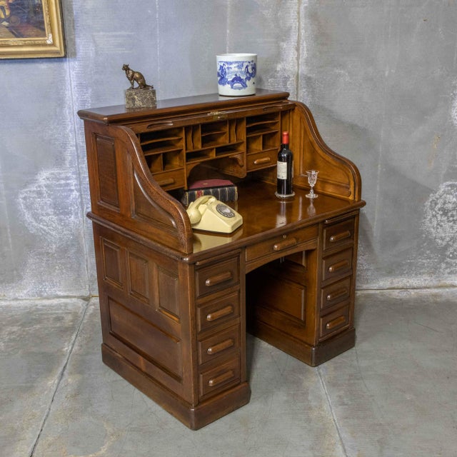 Antique Roll Top Desk, 1890s For Sale - Image 14 of 15