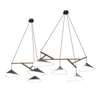 Emily Group of Seven Chandelier in Semi-Matte Anthracite Paint from Moss Objects by Daniel Becker For Sale