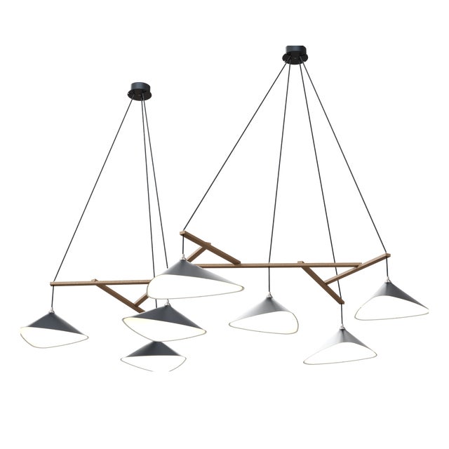 Emily Group of Seven Chandelier in Semi-Matte Anthracite Paint from Moss Objects by Daniel Becker For Sale