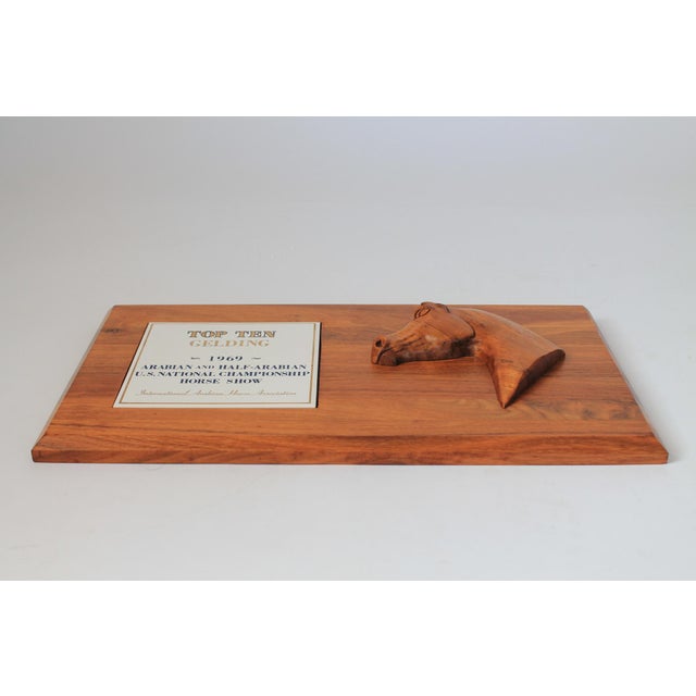 1960s 1969 Arabian Horse Show Walnut Wood Wall Plaque For Sale - Image 5 of 8