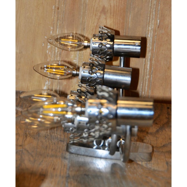 Silver Chrome 6-Light Wall Sconce, 1960s For Sale - Image 8 of 13